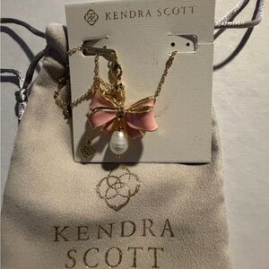 Kendra Scott x Loveshackfancy Pink and Gold Bow Necklace